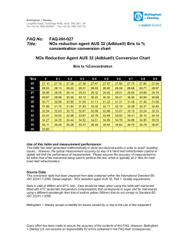FAQ No: FAQ-HH-027 Title: NOx reduction agent AUS 32 (Adblue