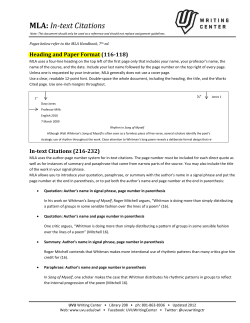 MLA: In-text Citations