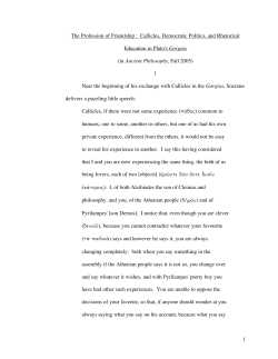 The Profession of Friendship : Callicles, Democratic