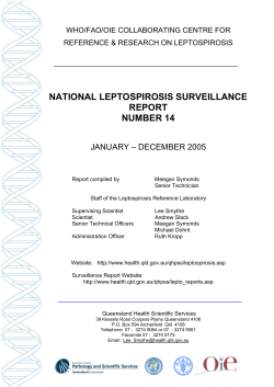 National Leptospirosis Surveillance Report Number 14
