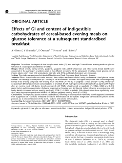 Effects of GI and content of indigestible carbohydrates of