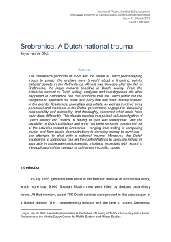Srebrenica as a Dutch national trauma