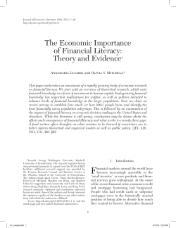 The Economic Importance of Financial Literacy: Theory