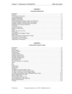 Volume 9 &ndash; Performance (JAR Ref 032) Table of Contents