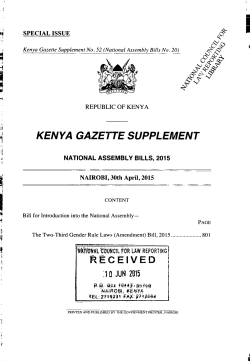 The Two-Third Gender Rule Laws (Amendment) Bill