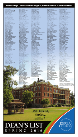 Berea College&hellip;where students of great promise achieve academic