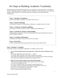 Six Steps in Building Academic Vocabulary