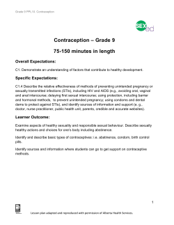 Contraception - Region of Durham