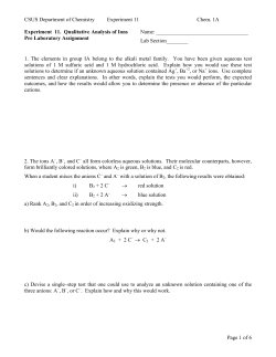 CSUS Department of Chemistry Experiment 11 Chem. 1A Page 1 of