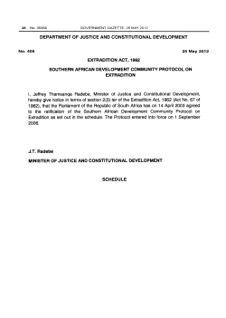 Extradition Act: Ratification of Southern African Development