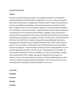 Disability! What`s that? Abstract The topic for this case study arose