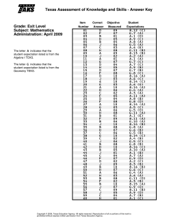 Texas Assessment of Knowledge and Skills - Answer