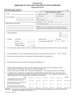 Current Use Application for Farm and Agricultural Land