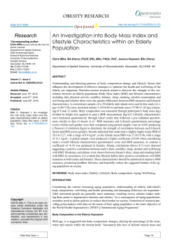 An Investigation into Body Mass Index and Lifestyle Characteristics