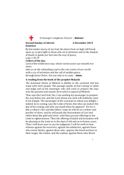 Second Sunday of Advent 6 December 2015 Sentence By the