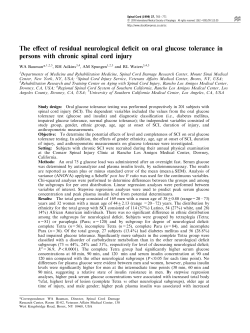 The e ect of residual neurological deficit on oral glucose