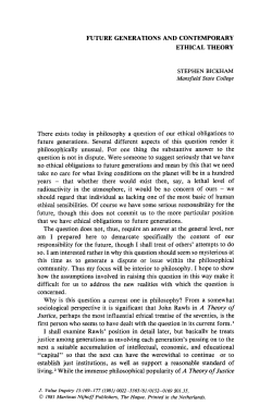Future generations and contemporary ethical theory