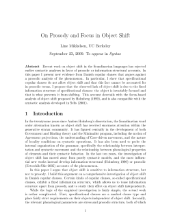 On Prosody and Focus in Object Shift