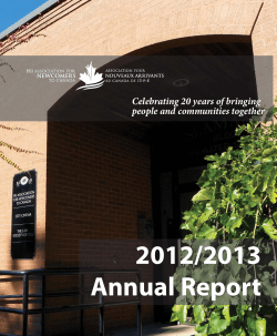 Annual Report 2012 - PEI Association for Newcomers to Canada