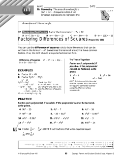 Factoring Differences of Squares(Pages 581–586)