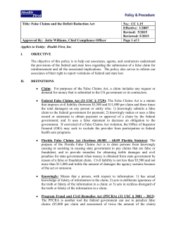 False Claims and the Deficit Reduction Act