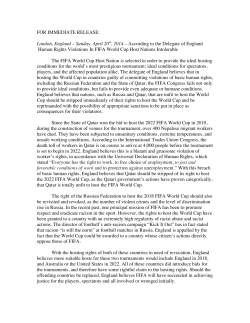 England (FIFA Committee) Position Paper