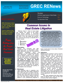GREC RENews GREC RENews - Georgia Real Estate Commission