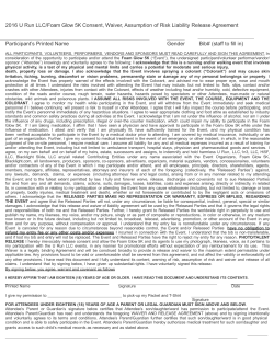 2016 U Run LLC/Foam Glow 5K Consent, Waiver