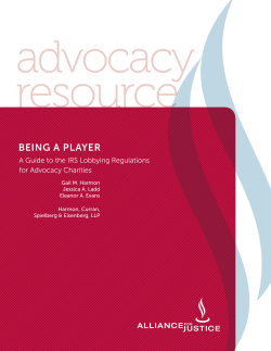 Being a Player: A Guide to the IRS Lobbying