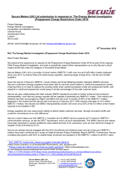Secure Meters (UK) Ltd submission in response to `The Energy