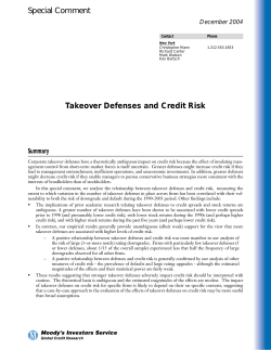 Takeover Defenses and Credit Risk