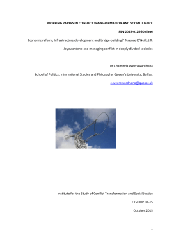 1 WORKING PAPERS IN CONFLICT TRANSFORMATION AND