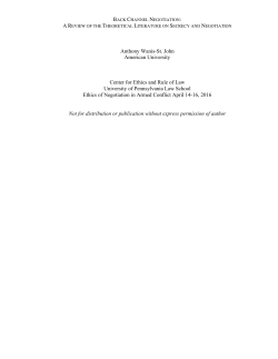 Back-Channel Negotiation - Penn Law