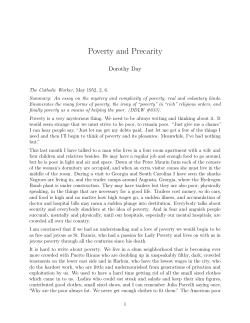 Poverty and Precarity - Catholic Worker Movement