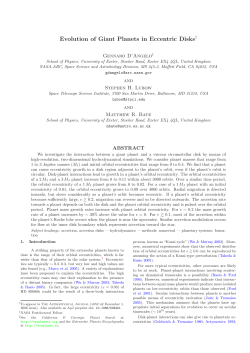 Evolution of Giant Planets in Eccentric Disks&dagger;