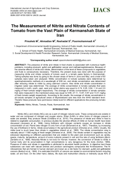 The Measurement of Nitrite and Nitrate Contents of Tomato from the