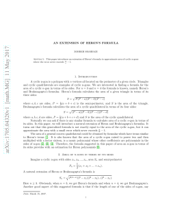 An Extension of Heron`s Formula