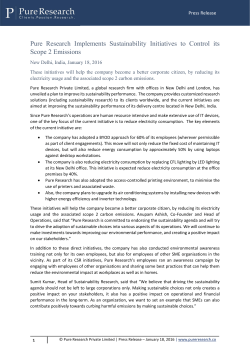 Pure Research Implements Sustainability Initiatives to Control its