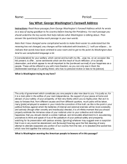Say What: George Washington`s Farewell Address