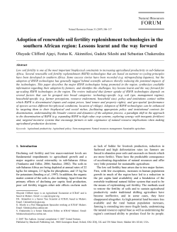 Adoption of renewable soil fertility replenishment technologies in the