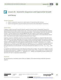 Lesson 25: Geometric Sequences and Exponential