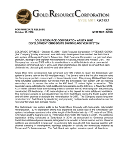 for immediate release news - Gold Resource Corporation