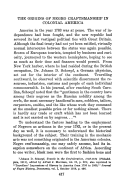 The Origins of Negro Craftsmanship in Colonial America