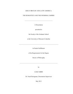 GREAT BRITAIN AND LATIN AMERICA: THE ROMANTICS AND