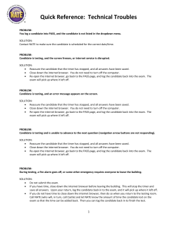 Quick Reference: Technical Troubles