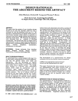 DESIGN RATIONALE: THE ARGUMENT BEHIND THE ARTIFACT