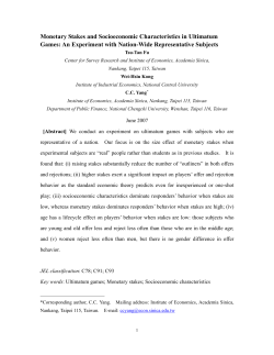 Monetary Stakes and Socioeconomic Characteristics in Ultimatum