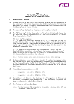 FEI World Cup&trade; Driving Rules