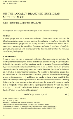 on the locally branched euclidean metric gauge