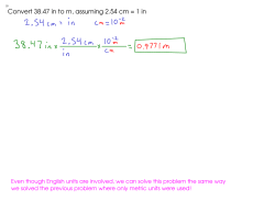 Convert 38.47 in to m, assuming 2.54 cm = 1 in
